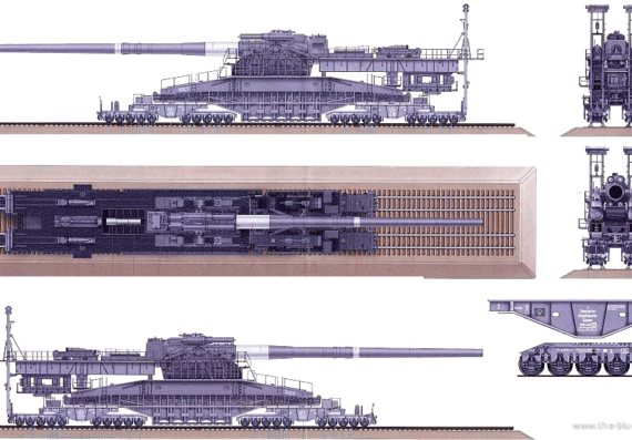 Train 80cmK (E) Dora [Railway Siege Gun] - drawings, dimensions, figures